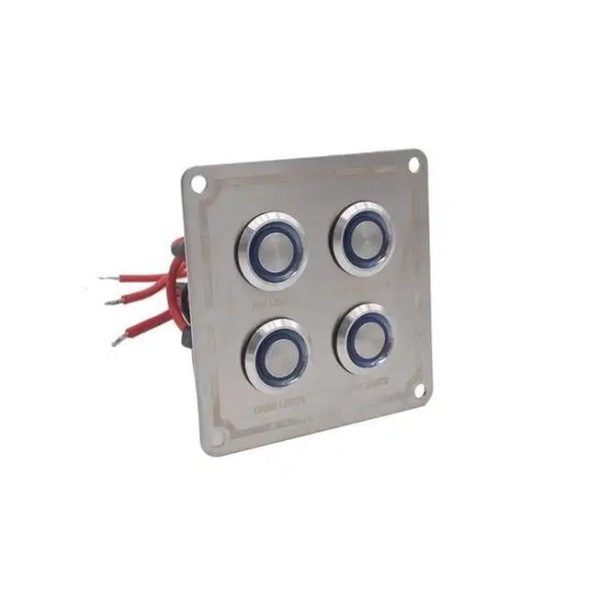 4'lü Krom Switch Panel Sigortalı Mavi Korna Butonlu