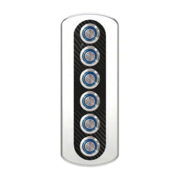 6'lı Krom Switch Panel Sigortalı 52x182 mm