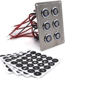 6'lı Krom Switch Panel Sigortalı Mavi Korna Butonlu