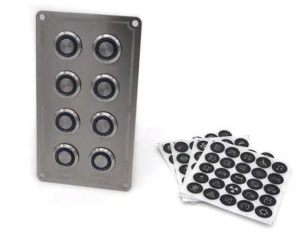 8'li Krom Switch Panel Sigortalı Mavi Korna Butonlu
