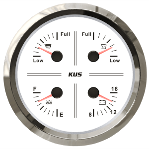 KUS 4'lü Temiz Su + Atık Su + Gri Su + 12V Voltmetre Göstergesi Beyaz 111mm