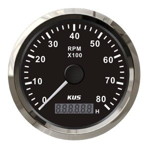 KUS Devir Göstergesi 8000 RPM Siyah 12/24V 85mm
