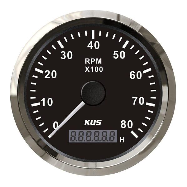 KUS Devir Göstergesi 8000 RPM Siyah 12/24V 85mm