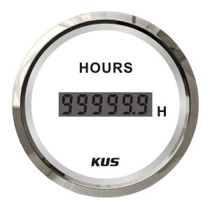 KUS Motor Zaman Saati Göstergesi Beyaz 12/24V 52mm