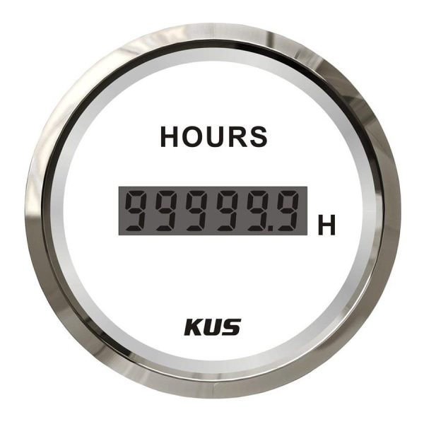 KUS Motor Zaman Saati Göstergesi Beyaz 12/24V 52mm