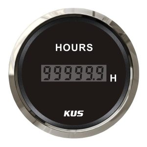 KUS Motor Zaman Saati Göstergesi Siyah 12/24V 52mm
