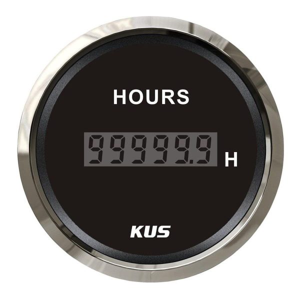 KUS Motor Zaman Saati Göstergesi Siyah 12/24V 52mm