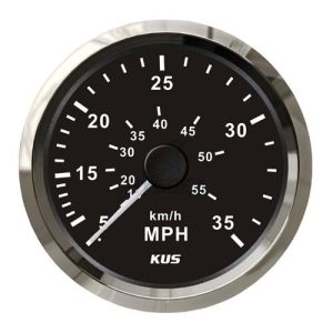 KUS Sürat Göstergesi 35 MPH Siyah 12/24V 85mm