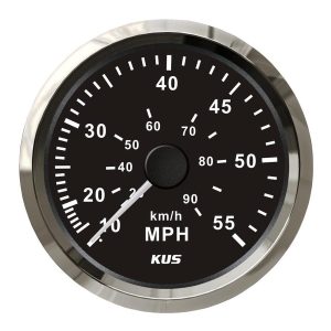 KUS Sürat Göstergesi 55 MPH Siyah 12/24V 85mm