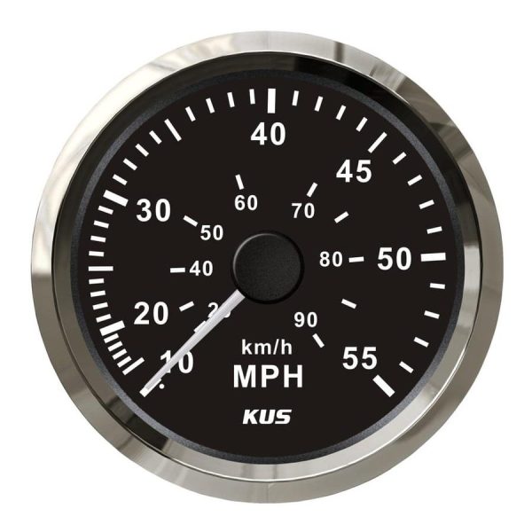 KUS Sürat Göstergesi 55 MPH Siyah 12/24V 85mm