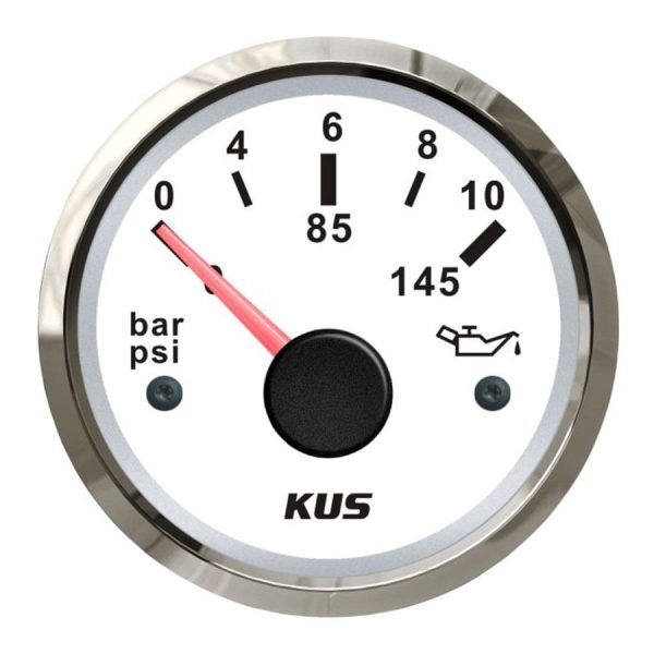 KUS Yağ Göstergesi 10 Bar Beyaz 12/24V 52mm