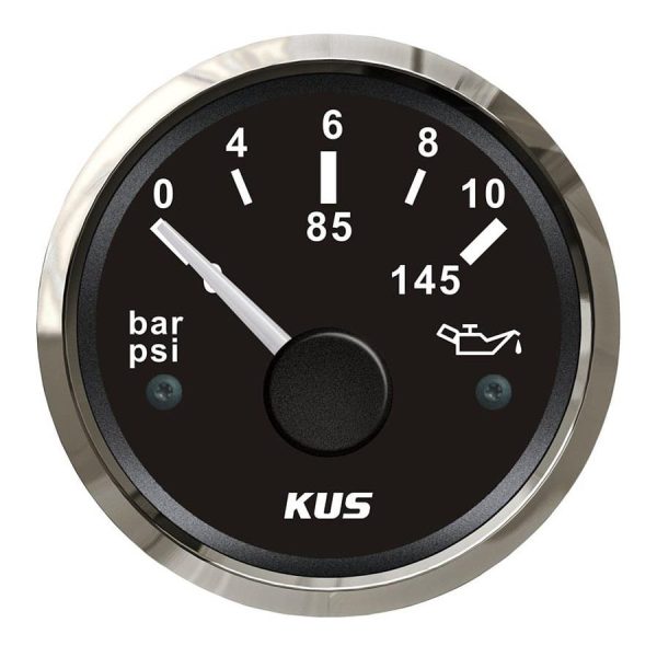KUS Yağ Göstergesi 10 Bar Siyah 12/24V 52mm